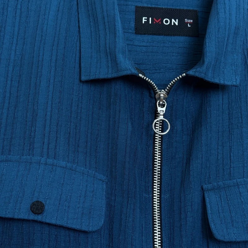 ZipFront Popcorn Shirt - Dark Teal - Image 6