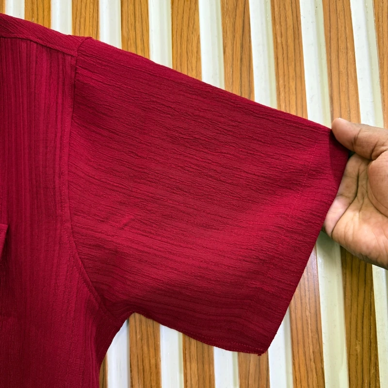 Wine Maroon ZipFront Popcorn Shirt - Image 6