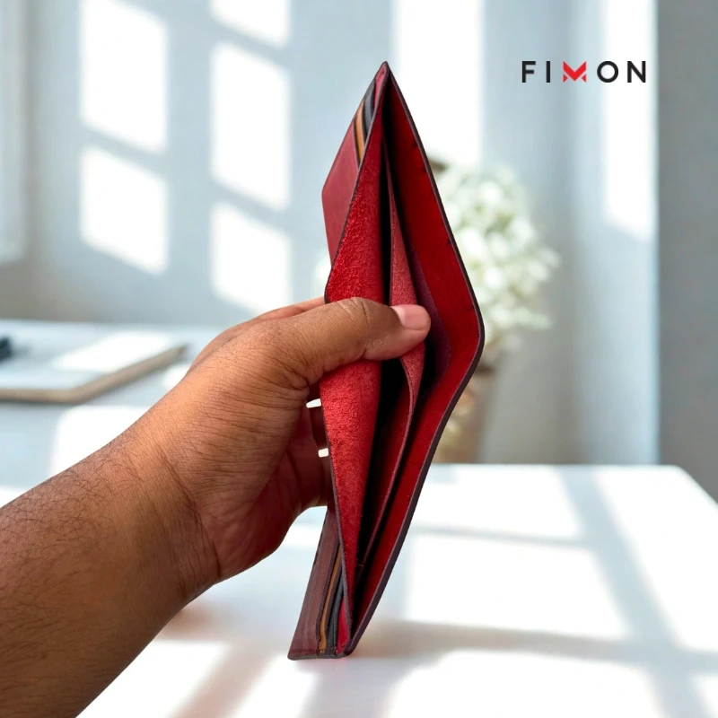 V-Tone Leather Wallet - Red Wine - Image 3