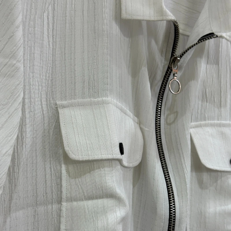 ZipFront Popcorn Shirt - White - Image 4