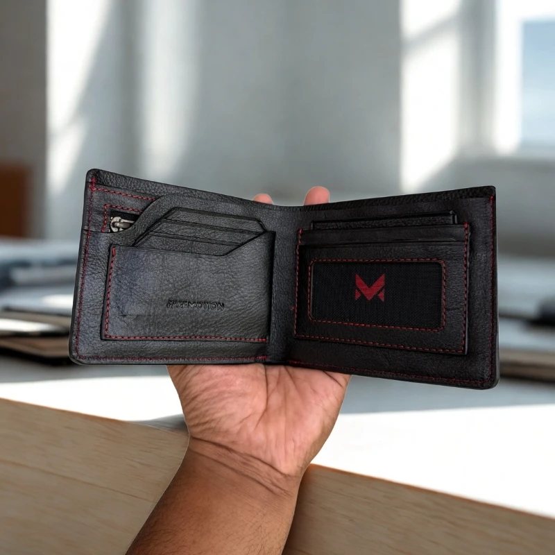 Elite Classes Zipi Wallet Red Stitch - Black - Image 4