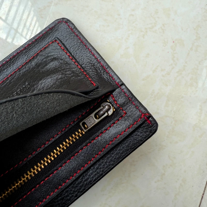 Elite Classes Zipi Wallet Red Stitch - Black - Image 5