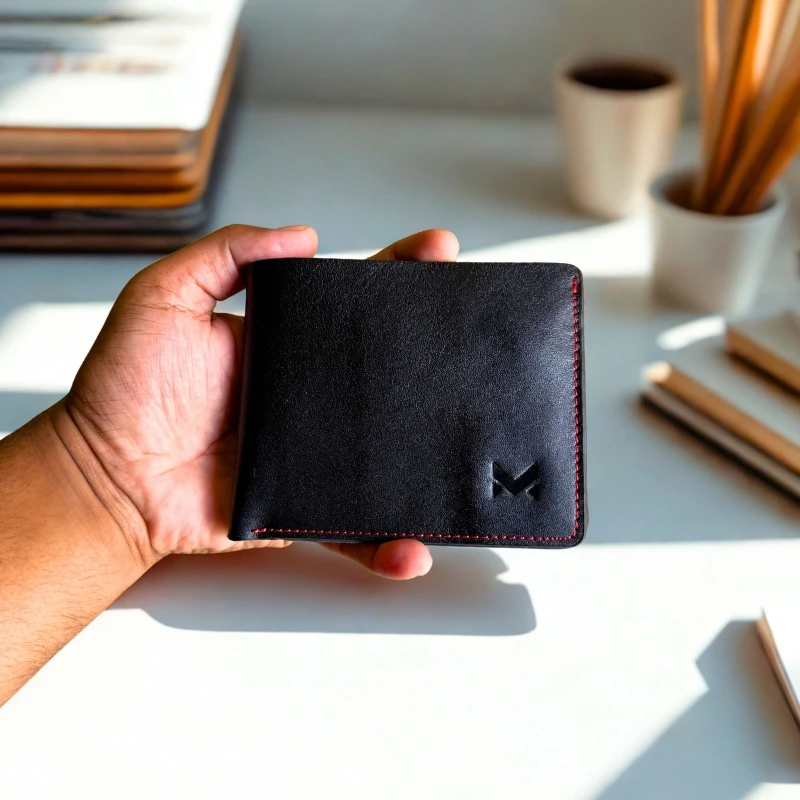 Elite Classes Zipi Wallet Red Stitch - Black - Image 7
