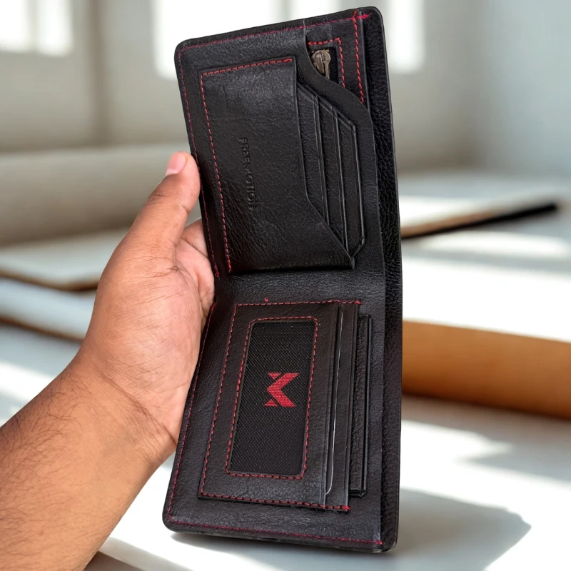 Elite Classes Zipi Wallet Red Stitch - Black - Image 8