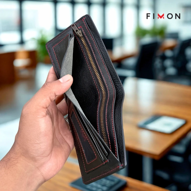 Elite Classes Zipi Wallet Red Stitch - Black - Image 10