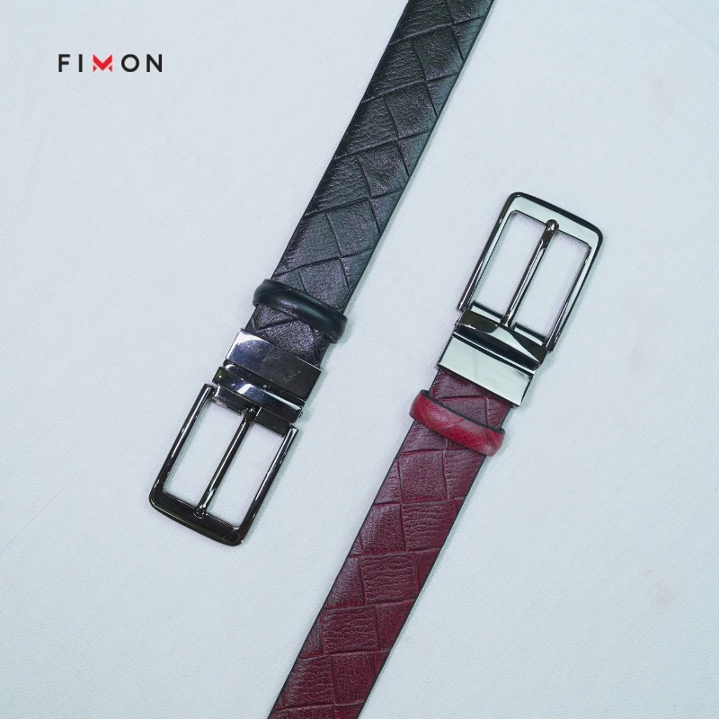 2 In 1 -  Square Texture Leather BELT