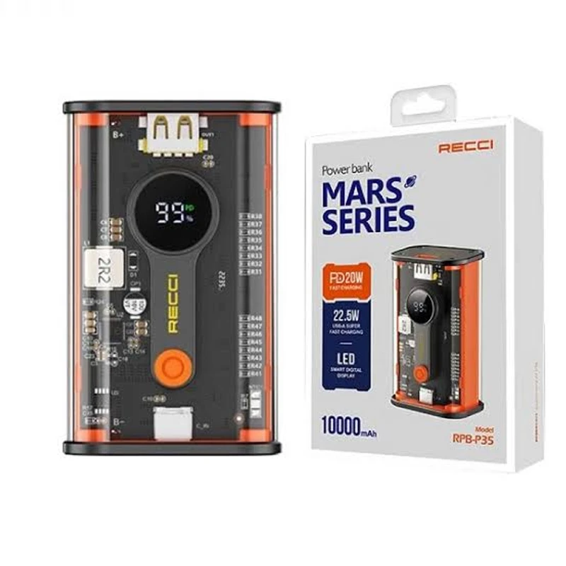 RECCI RPB-P35 Mars Series 10000 mAh 22.5W Fast Charging Power Bank - Image 3
