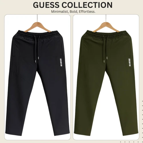 2pcs Black & Olive China Guess Semi Narrow Premium Trouser For Men