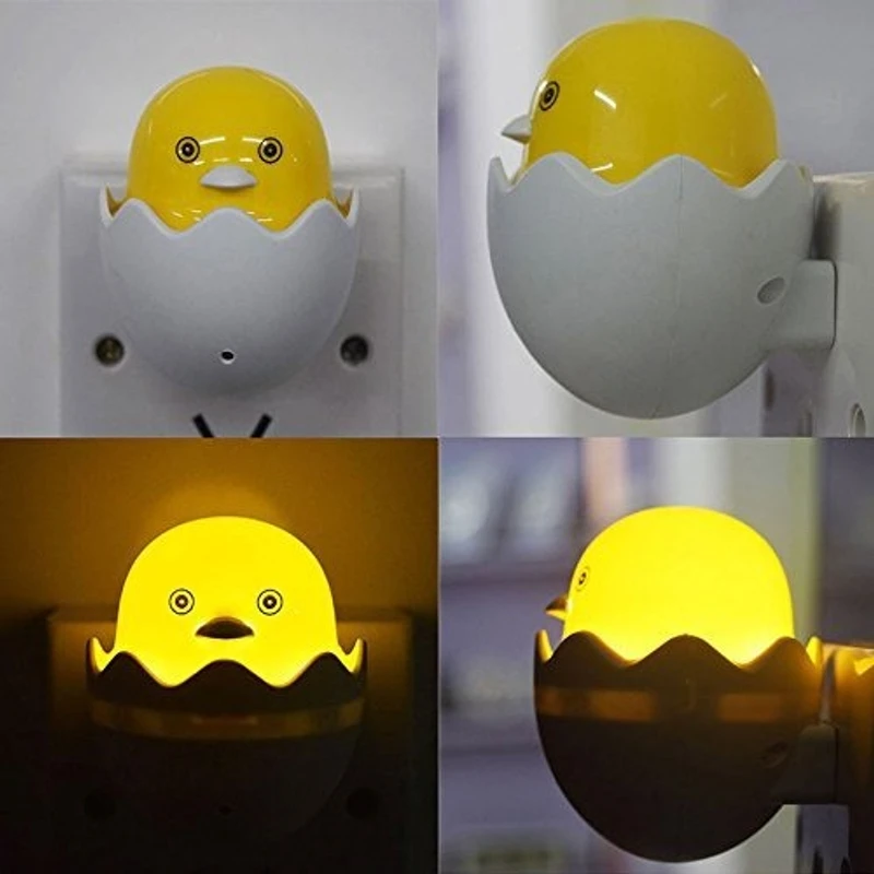 Light-Controlled Sensor LED EU Plug Egg Shell Duck Night Light with Mushroom Wall Socket Light Lamp