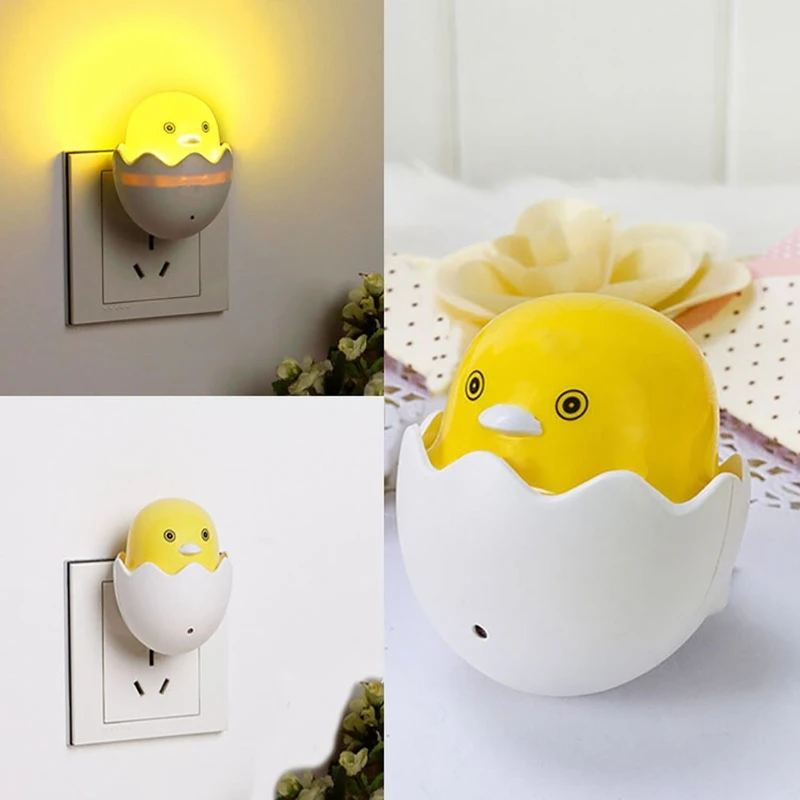 Light-Controlled Sensor LED EU Plug Egg Shell Duck Night Light with Mushroom Wall Socket Light Lamp