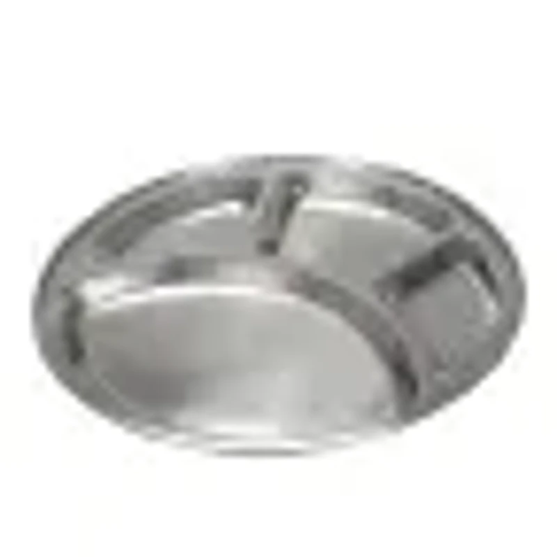 Divided Plate 4 Section - Round 4 Compartment Stainless Steel Plate