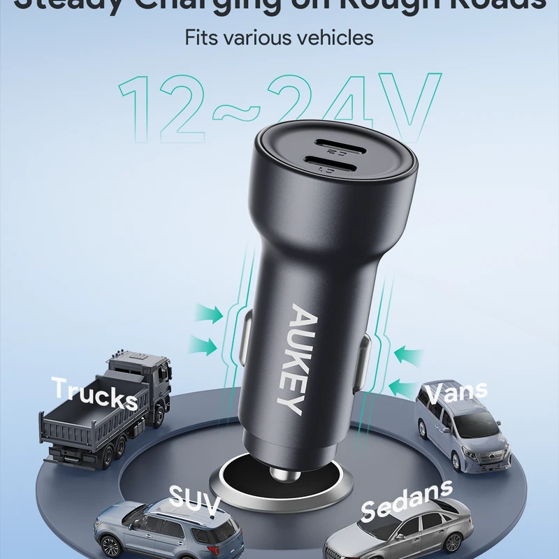 AUKEY CC-Y23 Enduro Dual 65W 2-Port Car Charger - Image 4