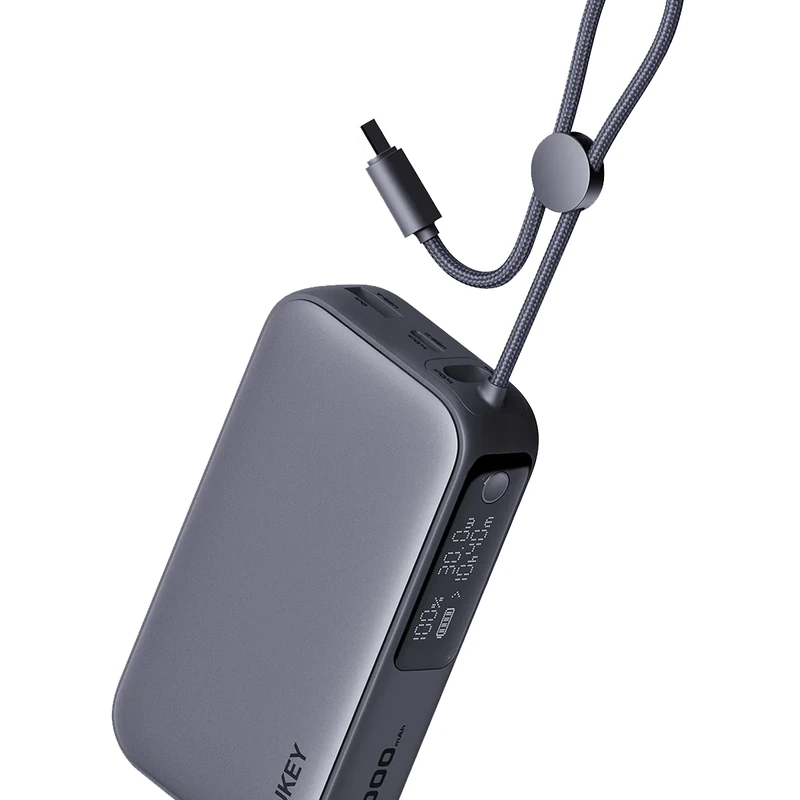 AUKEY PB-Y47 Spark Sling 10000 Compact Fast Charging Power Bank with Built-in USB-C Cable