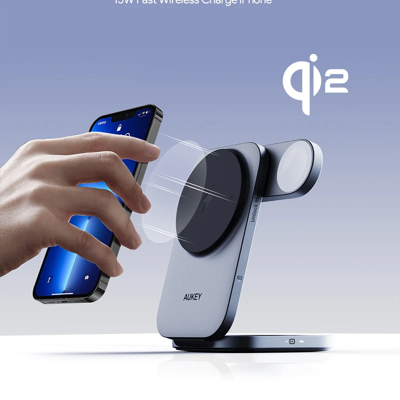 AUKEY LC-MC312 MagFusion Z Qi2 3-in-1 Foldable Wireless Charging Station - Image 3