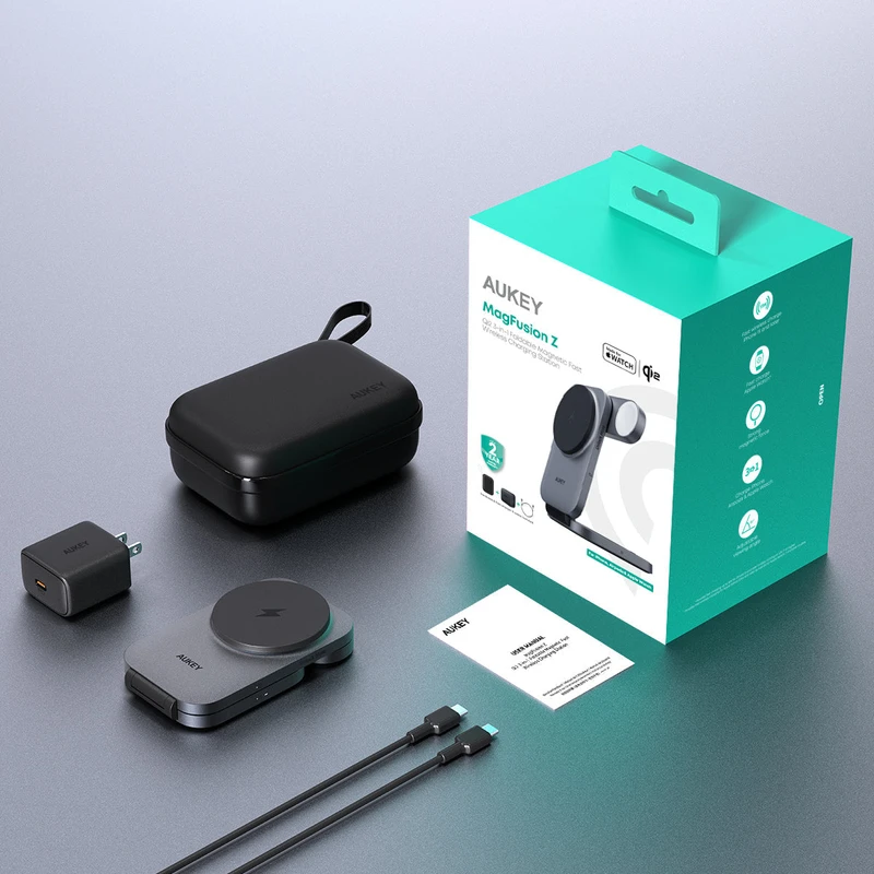 AUKEY LC-MC312 MagFusion Z Qi2 3-in-1 Foldable Wireless Charging Station - Image 11
