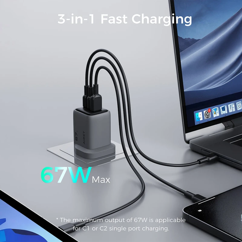 AUKEY PA-C3 Comet Mix 3 67W PD Wall Charger with GaN Technology - Image 6