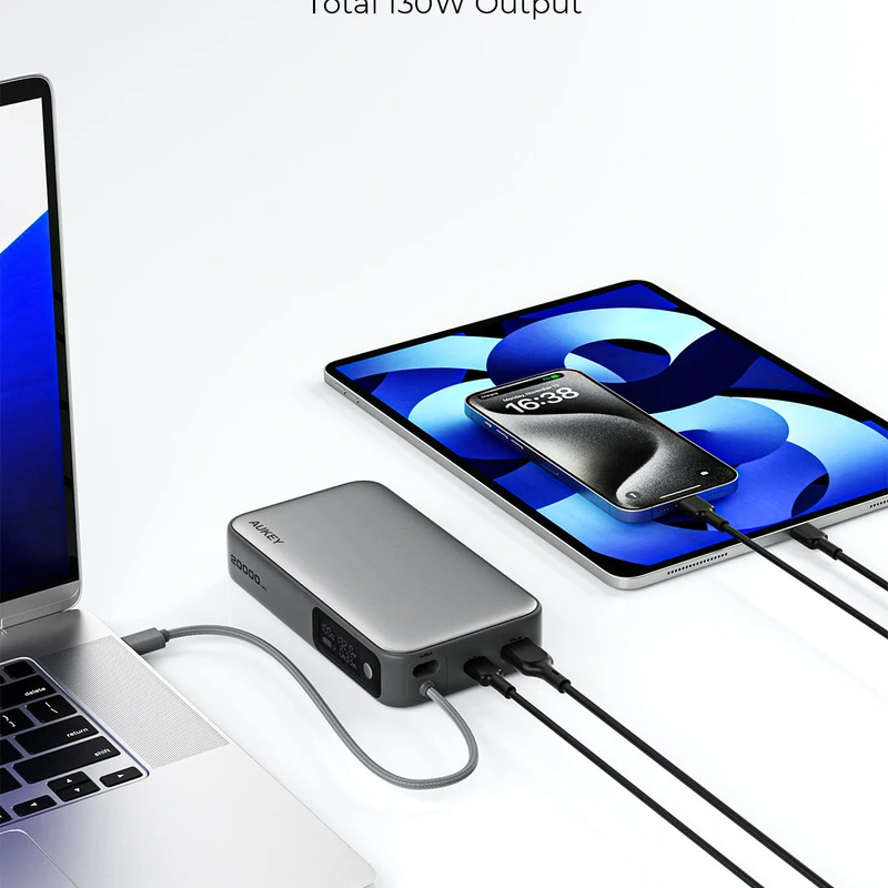AUKEY PB-Y48 Spark Sling 20000 Compact Fast Charging Power Bank with Built-in USB-C Cable - Image 6