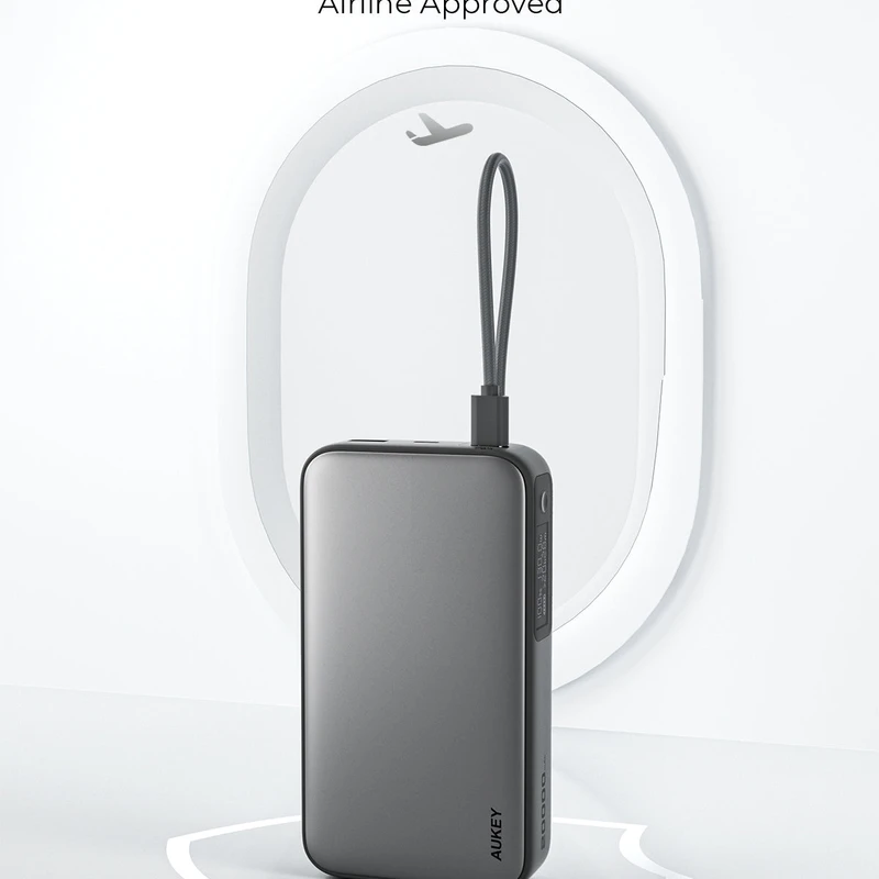 AUKEY PB-Y48 Spark Sling 20000 Compact Fast Charging Power Bank with Built-in USB-C Cable - Image 7