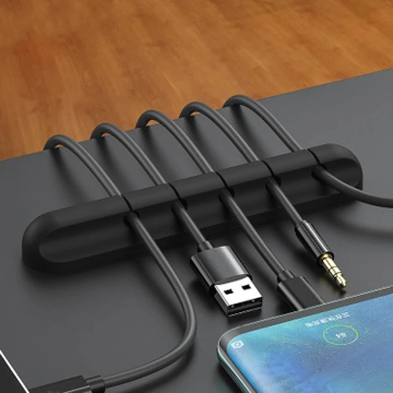 5 hole Cable Organizer Silicone USB Cable Winder Desktop Tidy Management Clips Cable Holder for Mouse Headphone Wire Organizer