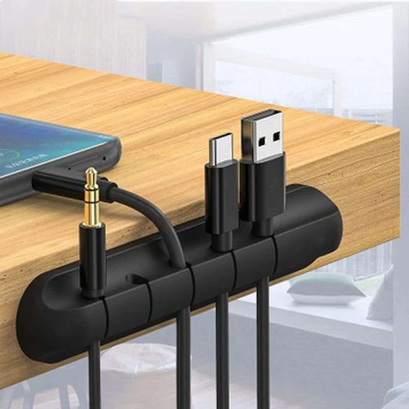 5 hole Cable Organizer Silicone USB Cable Winder Desktop Tidy Management Clips Cable Holder for Mouse Headphone Wire Organizer - Image 4