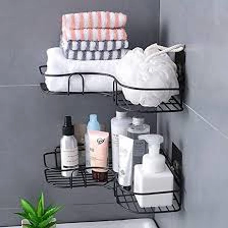 Wall Mounted Adhesive Hook Under Wire Shelf Rack Hanger Holder Clamp Organizer bathroom shelves bathroom organization