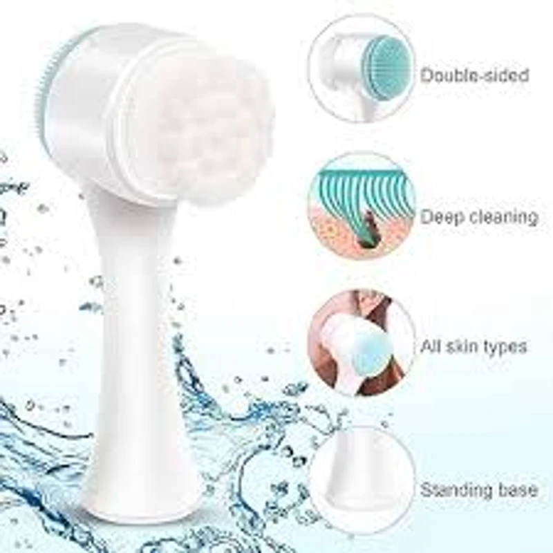 ( 3 Pcs ) 3D Double Head Silicone Manual Facial Cleansing Brush - Image 6