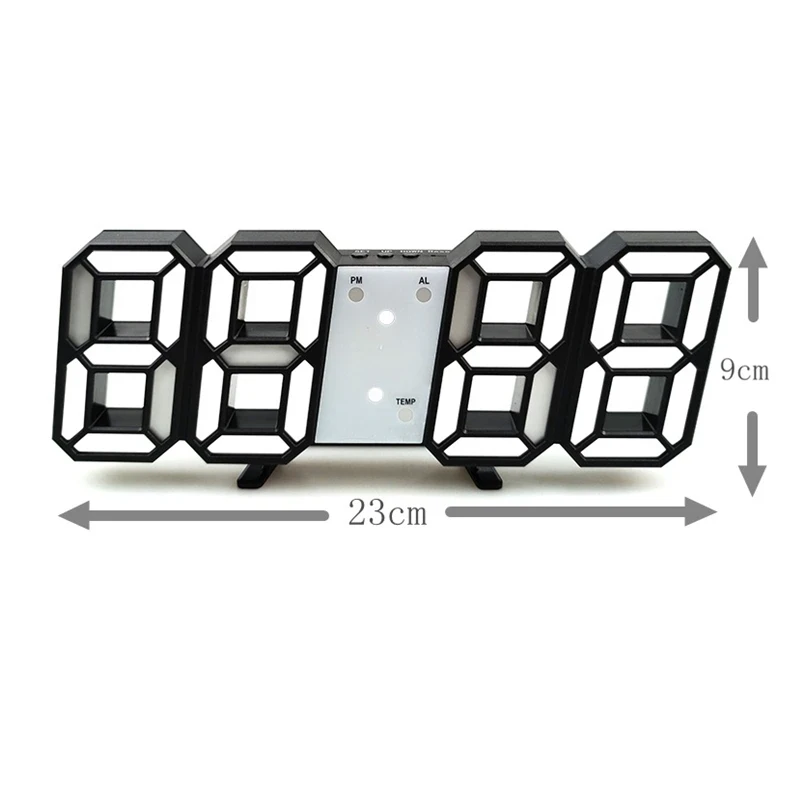 3D Digital Wall Clock LED Table Clock Time Alarm Temperature Date Sound Control Night Light With Remote Control Clock