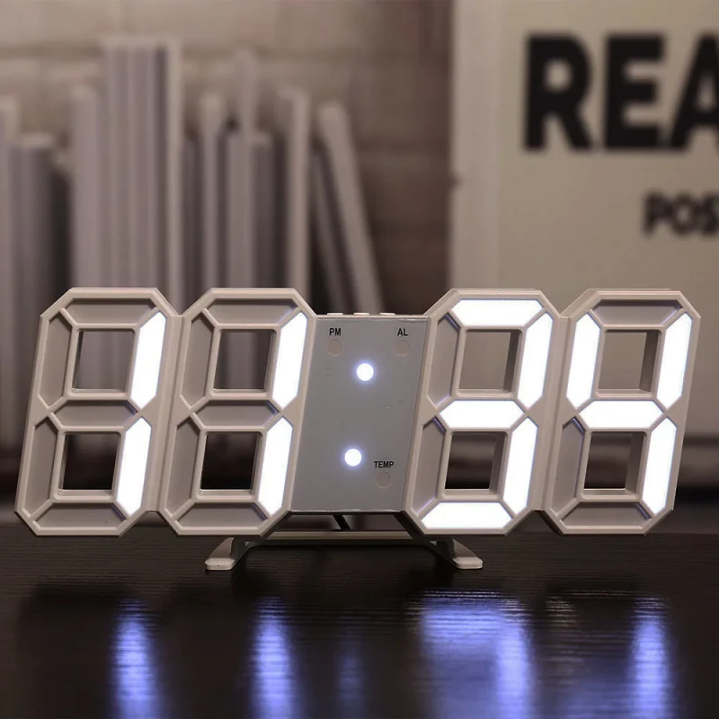 3D Digital Wall Clock LED Table Clock Time Alarm Temperature Date Sound Control Night Light With Remote Control Clock - Image 3