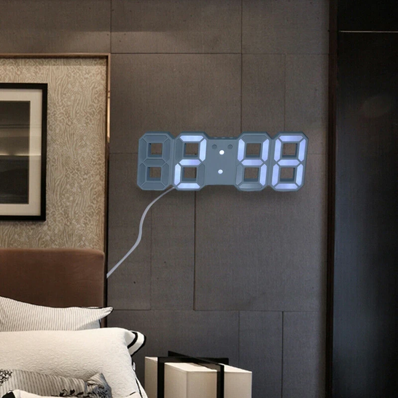 3D Digital Wall Clock LED Table Clock Time Alarm Temperature Date Sound Control Night Light With Remote Control Clock - Image 4