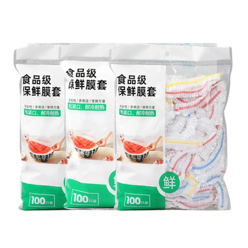 100Pcs Elastic Fresh Keeping Bags, Stretch Plastic Wrap Bowl Covers Food Storage Covers Alternative to Foil for Family Outdoor Picnic Universal Kitchen Wrap Seal Caps
