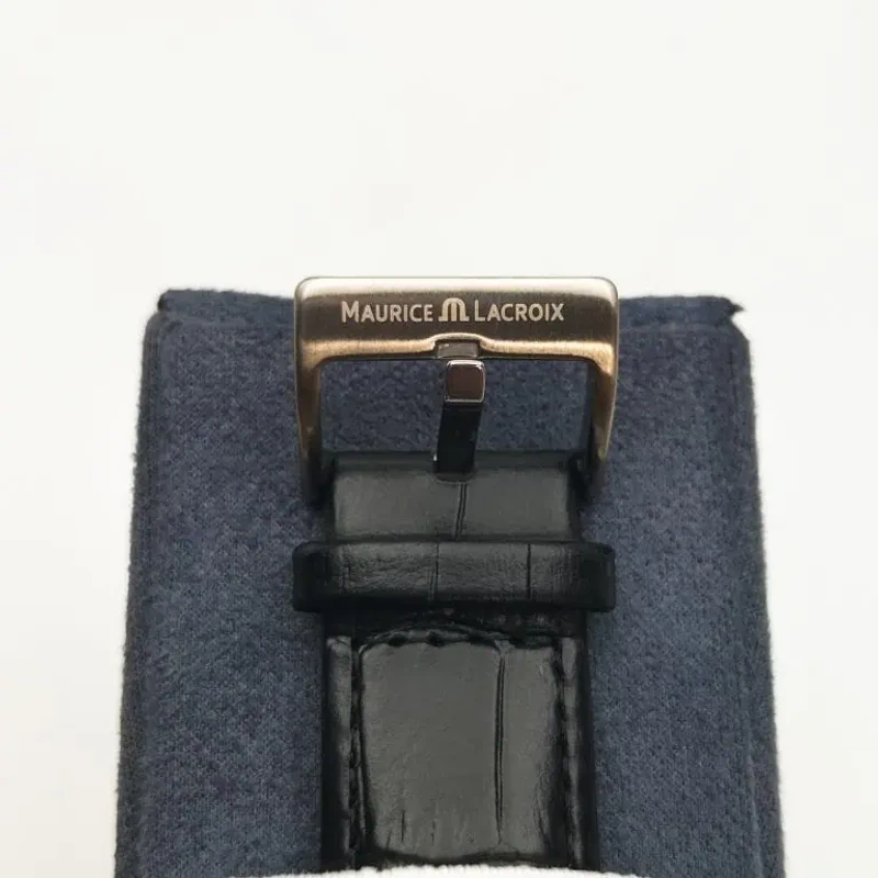 MAURICE LACROIX BLACK LEATHER BELT Quartz SS White Dial Men’s Watch - Image 3