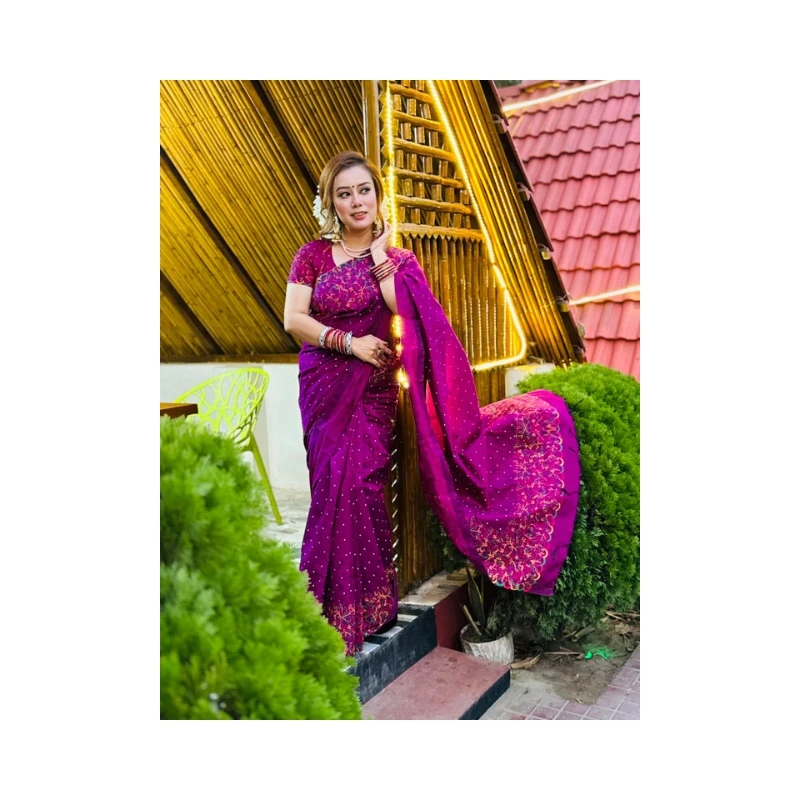 💧প্রিমিয়াম ধুপিয়ান সিল্ক শাড়ী + ব্লাউজ পিছ (কোড- 216)💧