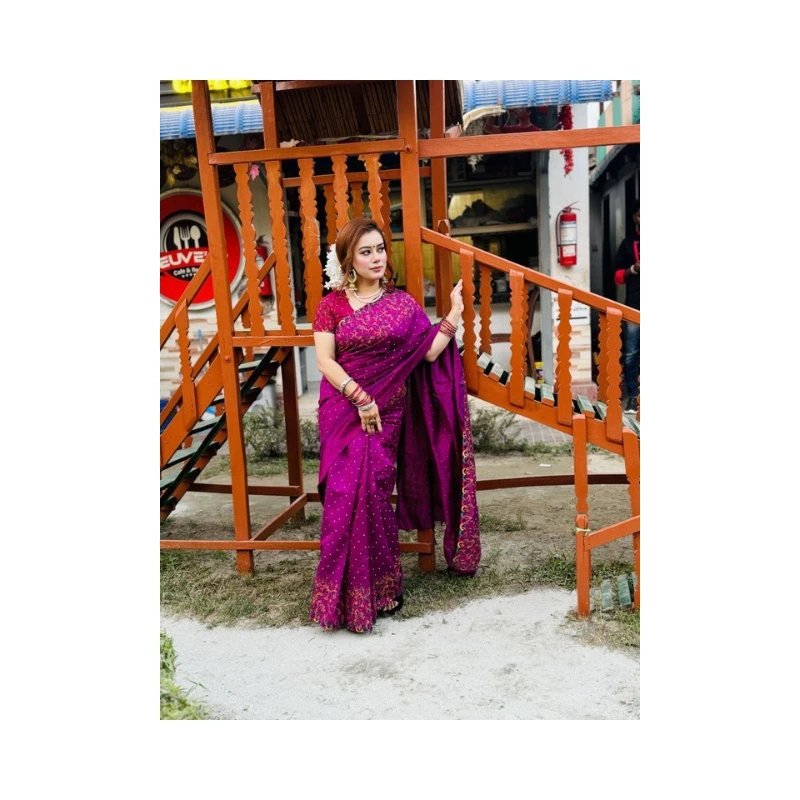 💧প্রিমিয়াম ধুপিয়ান সিল্ক শাড়ী + ব্লাউজ পিছ (কোড- 216)💧