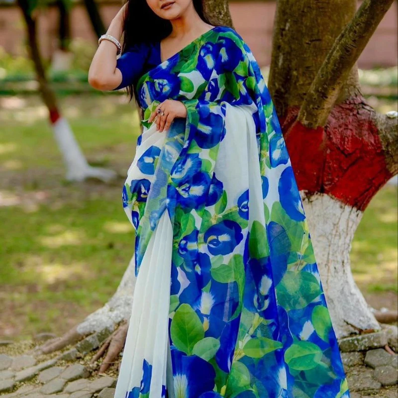 💧প্রিমিয়াম হাফসিল্ক শাড়ী + ব্লাউজ পিছ (কোড- 245)💧