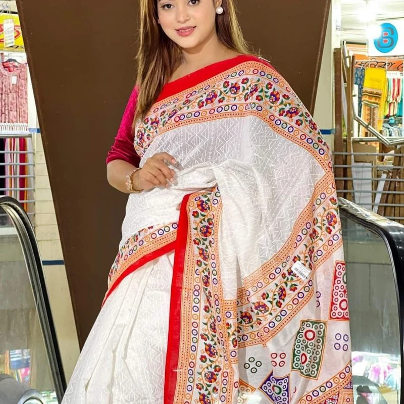 প্রিমিয়াম ধুপিয়ান সিল্ক শাড়ী + ব্লাউজ পিছ (কোড- 253)