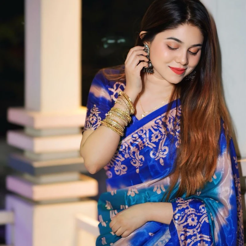 প্রিমিয়াম ধুপিয়ান সিল্ক শাড়ী + ব্লাউজ পিছ (কোড- 254) - Image 5