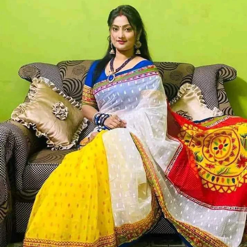 💧প্রিমিয়াম হাফসিল্ক শাড়ী + ব্লাউজ পিছ (কোড- 238)💧