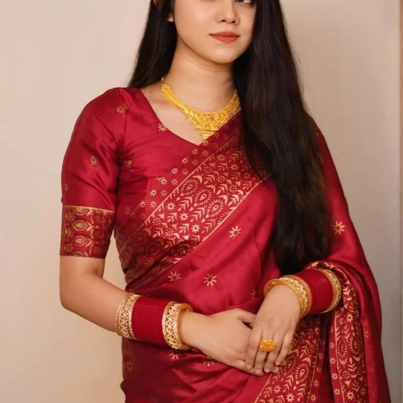 💧প্রিমিয়াম জাপানি সিল্ক শাড়ী + ব্লাউজ পিছ (কোড- 202)💧