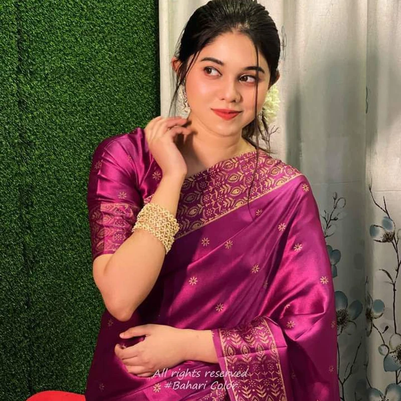 💧প্রিমিয়াম জাপানি সিল্ক শাড়ী + ব্লাউজ পিছ (কোড- 200)💧