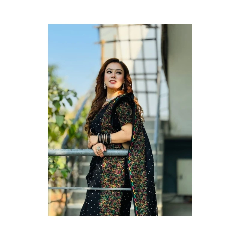 প্রিমিয়াম ধুপিয়ান সিল্ক শাড়ী + ব্লাউজ পিছ (কোড- 218) - Image 6