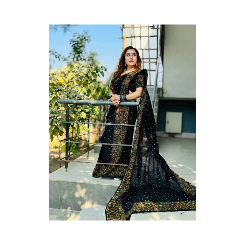 প্রিমিয়াম ধুপিয়ান সিল্ক শাড়ী + ব্লাউজ পিছ (কোড- 218) - Image 5