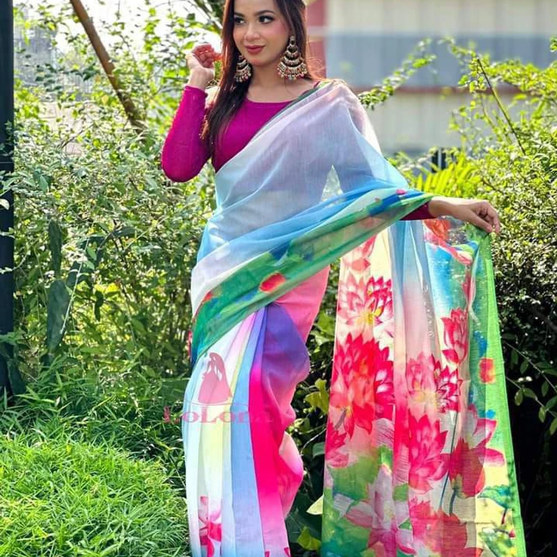 💧প্রিমিয়াম হাফসিল্ক শাড়ী + ব্লাউজ পিছ (কোড- 226💧
