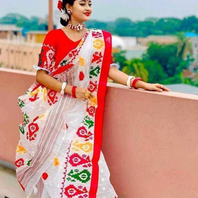 💧প্রিমিয়াম হাফসিল্ক শাড়ী + ব্লাউজ পিছ (কোড- 236)💧