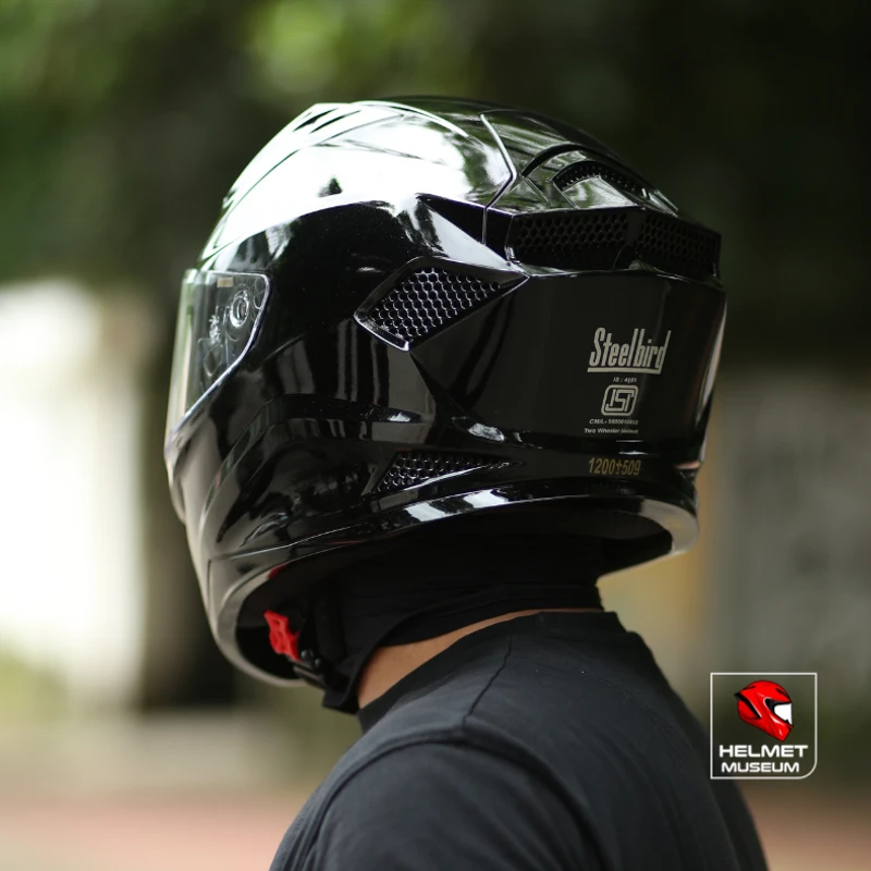 Steelbird SBH-25 SHARP – Full Face Helmet – ISI Certified – Glossy Black with Sun Visor and washable padding - Image 4