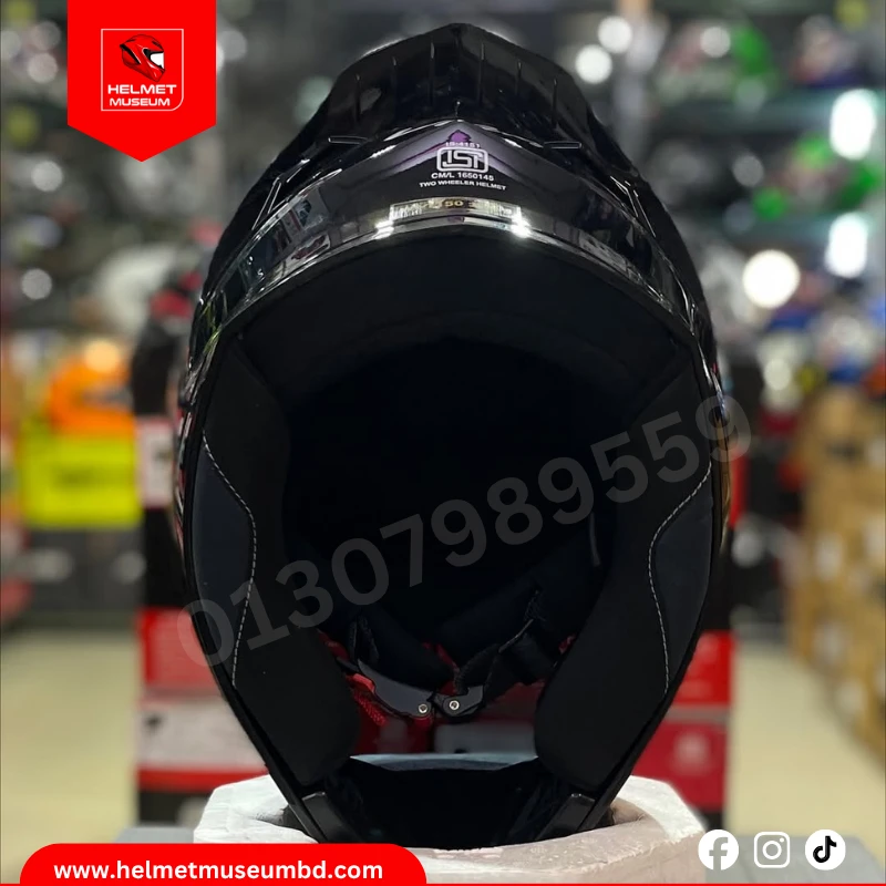 Vega Sonic Black Glossy Full Face Helmet with Black Smoke Visor – ISI & DOT Certified, Black Smoke Visor Stylish and Durable for Ultimate - Image 7