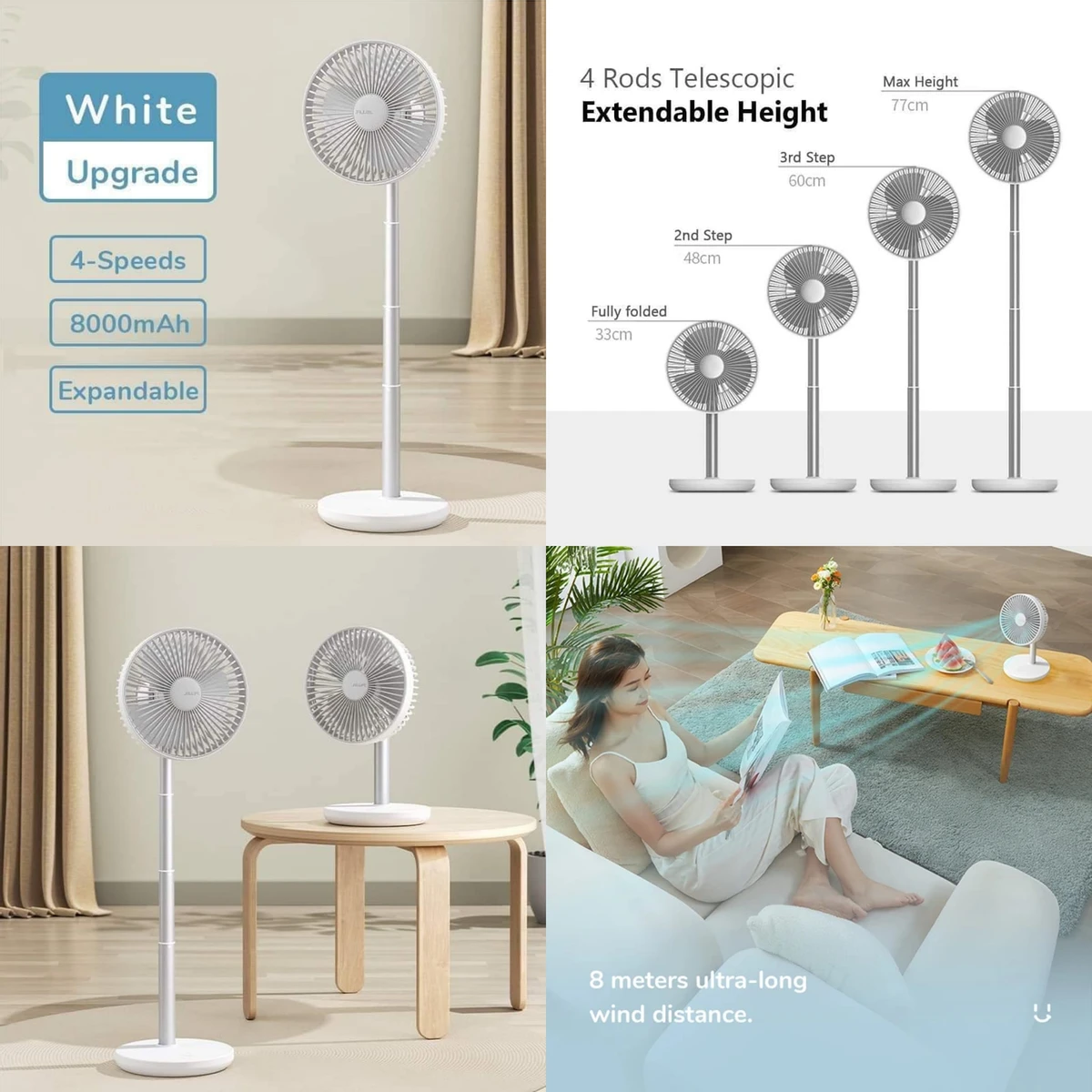 JISULIFE FA13P Oscillating Extendable Desk Fan 8000mAh - Image 4