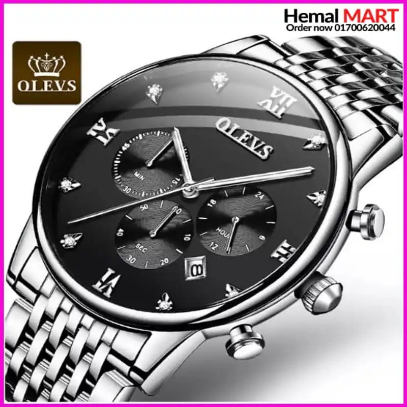 Olevs Watch Men Fashion Sports Quartz Full Steel Gold Business Mens Watches