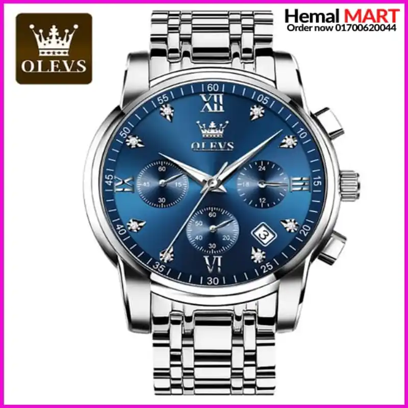 Olevs Watch Men Fashion Sports Quartz Full Steel Gold Business Mens Watches - Image 2