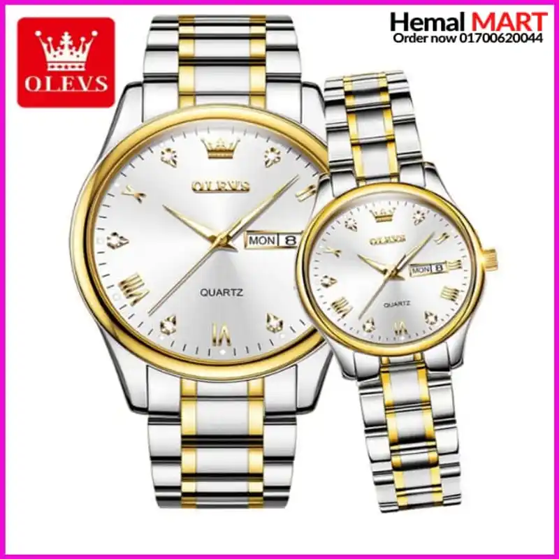 Olevs Watch Men Fashion Sports Quartz Full Steel Gold Business Mens Watches