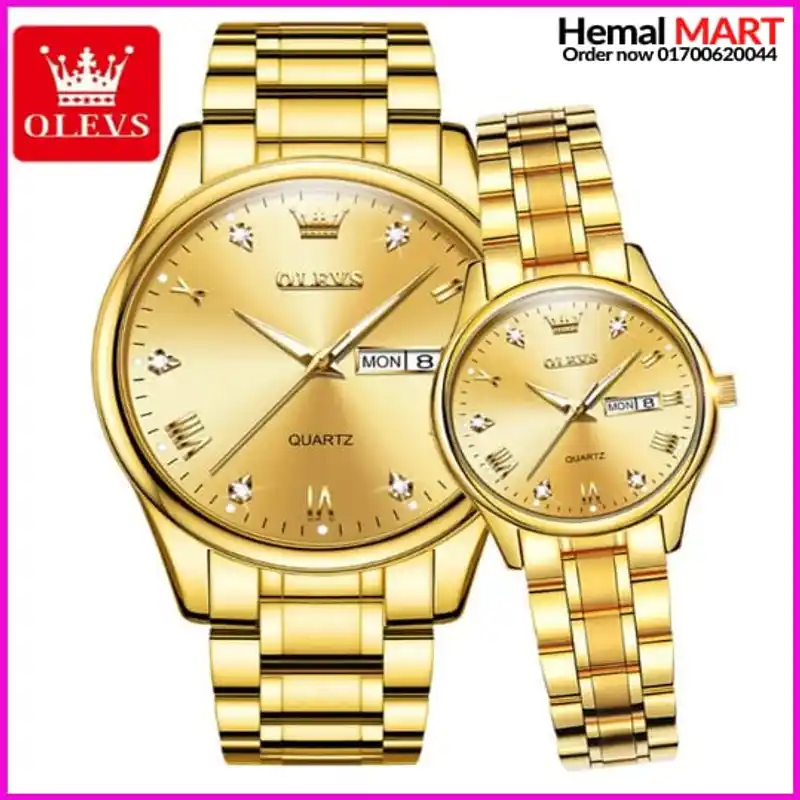 Olevs Watch Men Fashion Sports Quartz Full Steel Gold Business Mens Watches